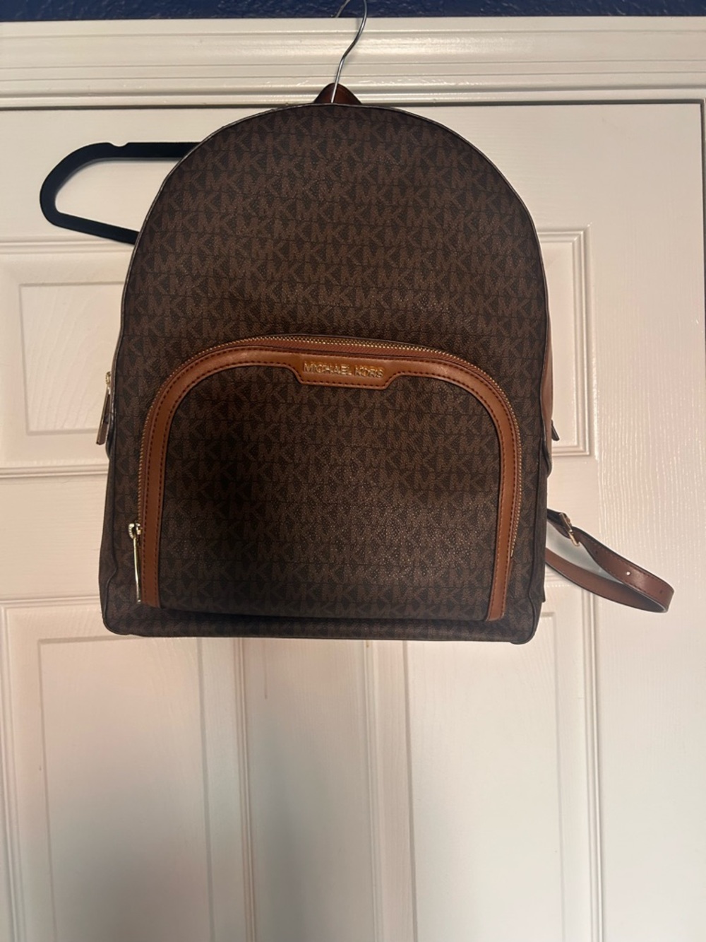 Michael Kors Brown MK Logo Backpack with Tan Trim